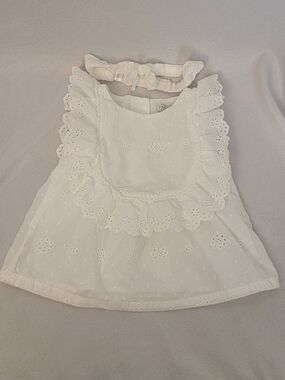 Max Studio White Eyelet Ruffle Dress w/Matching Headband 12M